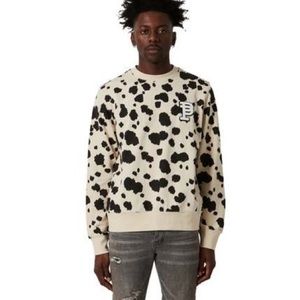 {Purple- Brand} French Terry Cheetah Print Patch Crewneck Sweatshirt, Size S